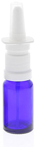 Leere Blauglas Nasenspray-Flasche 10ml mit Fingerzerstäuber, Kosmetex Glas Nasenzerstäuber Vaporizer Nasensprühflasche, 1x 10 ml Blauglas