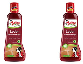 POLIBOY Leder Intensiv Pflege - Farblose Lederpflegecreme für Glattleder - 2x 200ml - Mit Baumwolltuch - Made in Germany