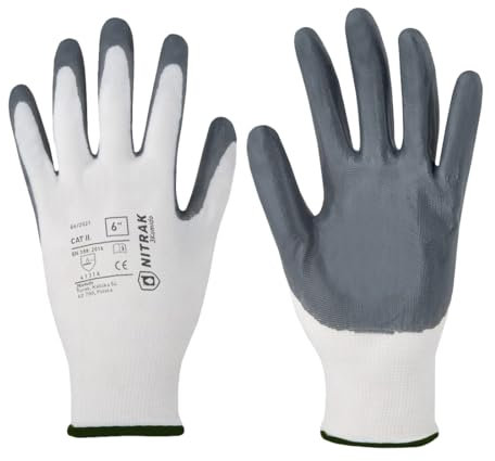 3Kamido NITRAK Guantes de trabajo - Guantes antideslizantes sin costuras. Revestido con nitrilo que aumenta la resistencia a la grasa, aceites,grasas e hidrocarburos II EN 388 4131X(10XL, 60 Pares)
