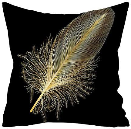 Xmiral Kissenhüllen Bettkissenbezug Polyester Gold Pflanze Drucken schwarz Zierkissenbezüge 45cmx45cm Quadratischer Kissenbezüge(AF)