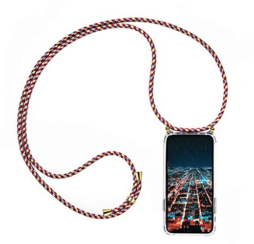Verco Kordel Handyhülle für P20 Pro, Handykette für Huawei P20 Pro Hülle mit Band 2. Generation Case zum umhängen, Bordeauxrot Camouflage