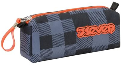 Seven Federmäppchen, Mäppchen, Federtasche für Schreibwaren, Mädchen&Jungen, Schule und Gymnasium, Teenager, grau, Check