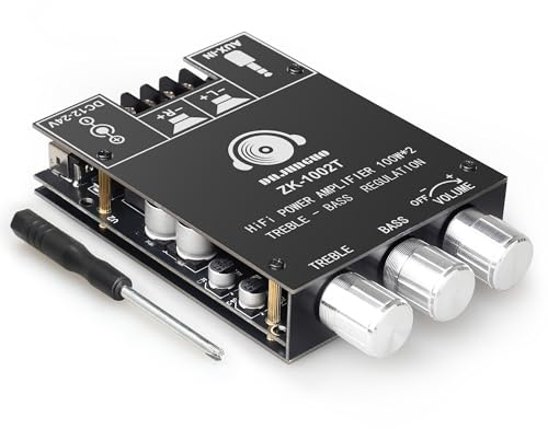 Bluetooth 100W+100W Amplifier Board with Treble and Bass Control, DC 9-24V, BT and AUX Inputs, 2.0 Channel Stereo AMP Board for DIY Wireless Speakers, Password Free