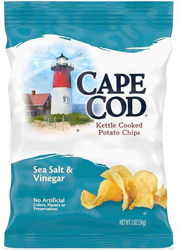 Cape Cod Potato Chips, Sea Salt and Vinegar Kettle Chips, 2 Oz (Pack of 6)