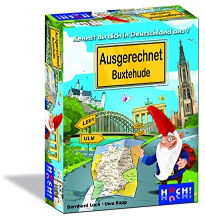 HUCH! | Ausgerechnet Buxtehude - Neuauflage | Wissensspiele Deutschland | Lernspiele & Geografie Spiel | Allgemeinwissen Kartenspiele | Denkspiele & Schätzspiel | Für 2 bis 6 Spieler ab 10 Jahren