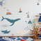 Wal Hai Meerestiere Wandtattoo Set V247 | handgezeichnet | AUFKLEBER Kindergarten | Wandsticker Kinderzimmer Fisch Fische Krabbe Schiff Schiffe Segelboot Möwe (50 x 50 cm)