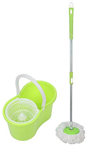 Bodenwischer mit Eimerpresse Komplettes Moppset Microfaser Moppbesen Wischmopp Set (Grün)