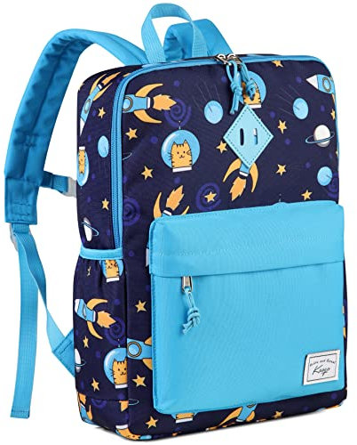 Kasgo Kinderrucksack, Niedlich Rucksack Mädchen Jungen 6-8 Jährigen Schulrucksack Mit Brustgur Wasserabweisend Große Kapazität Din A4 Kindergartentasche Astronauten