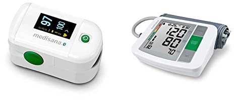 Medisana PM 100 Connect Oxímetro de pulso medición de la saturación de oxígeno en la sangre + Tensiómetro de brazo, medición precisa de la presión arterial y el pulso con función de memoria