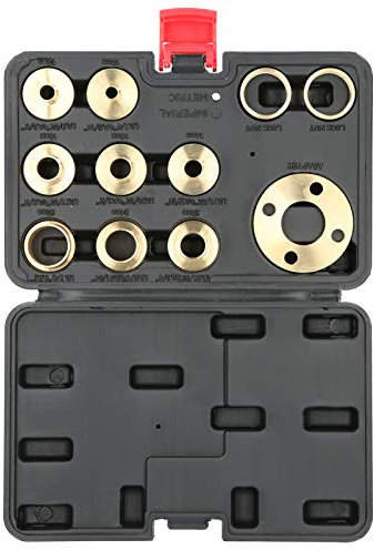 Frässchablonenführung, 11-teiliges Schablonenführungsset aus Massivem Messing CNC-Präzisionsgeschliffene Frässchablonenführungsset, Inklusive 8 Fräsführungen und 2 Kontermuttern und Adapter