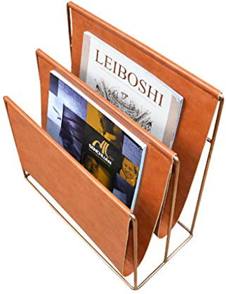 XCC Porte-revues pour étudiant - Étui en cuir - Porte-revues en fer forgé - Porte-revues - Porte-livres - Étagère de table simple