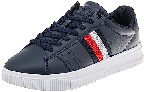 Tommy Hilfiger Herren Cupsole Sneaker Supercup Leather Schuhe, Blau (Desert Sky), 40