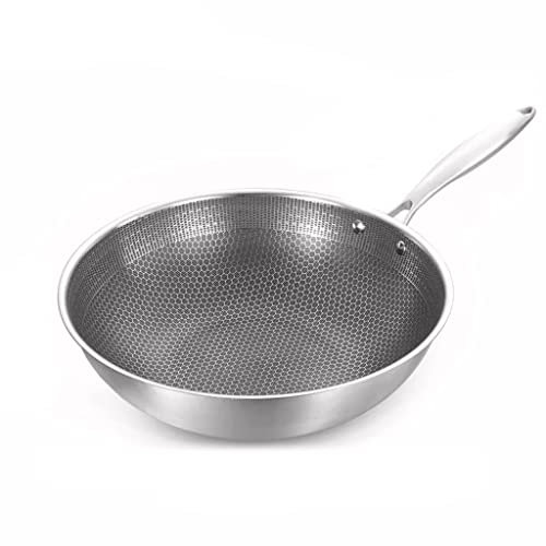 PURRL Wok De Acero Inoxidable Sartén Antiadherente Sin Revestimiento,Sartén,Cocina A Gas Y De Inducción (A, 32Cm),Utensilios De Cocina little surprise