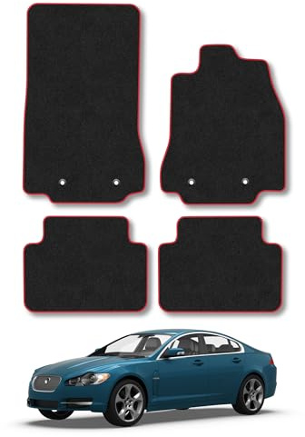 Jaguar XF (2008-2014) Carpet Car Mats | Red Edge Trim Tailored Fit Floor Mats Full Coverage Protection Accessories Easy Clean Anti Slip Made in the UK
