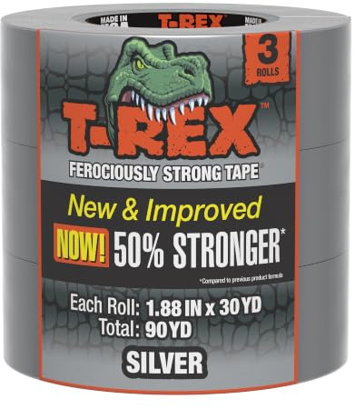 T-Rex Tape Heavy Duty Duct Tape with UV Resistant & Waterproof Backing for Ferociously Strong Repairs, 1.88 x 30 yd, Gunmetal Gray, 3 Rolls