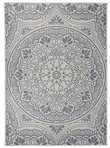 vidaXL Outdoor-Teppich Flachgewebe 200x280 cm Blaues Muster