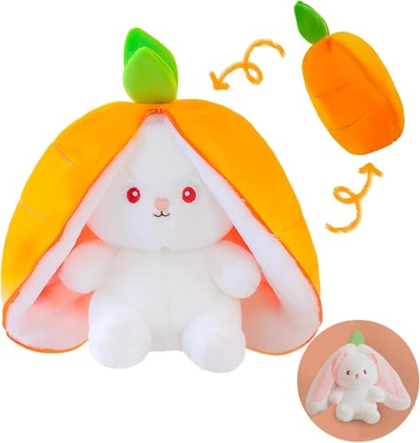 Hirsrian Weiches Kuscheltier Hase Transformierbarer Kaninchen Spielzeug, Geschenkidee für das Osternest(orange)