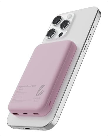 LL Trader 006 Magnetic Chargeur Portable Magnétique sans Fil 10000mAh, Batterie Externe sans Fil avec Câble USB/USB-C Compatible avec MagSafe, Exclusivement pour iPhone 16/15/14/13/12 Série (Rose)
