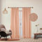 THE ART BOX Gauze Striped Curtains, Boho Linen Gauze Tie Top Hanging Curtains Light Filtering Door Window Treatment 2 Panel Drapes for Living Room Home Décor Orange (54x42 Each Panel)