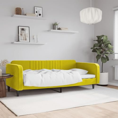 CIADAZ Tagesbett Gelb 90x200 cm Samt, Schlafsofa, Daybed, Bettsofa, Sofa Bed, Sofabett, Schlafcouch, Jugendbett, Bettgestell, Bettcouch - 354091
