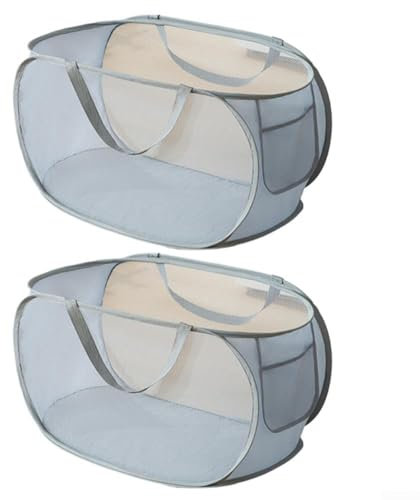 2 x cesto per vestiti pieghevole in rete, facile da piegare, costruzione robusta, perfetto per casa, università, campeggio, viaggi (grigio)