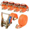 Sleeleece 4 Stück Spanngurte mit Ratsche und Haken - 6m 3000kg 40mm - Ratschen Set - Ratschengurt 2 Teilig - Zurrgurt Orange - 3000 daN 3t - TÜV/GS Geprüft und gemäß DIN EN 12195-2