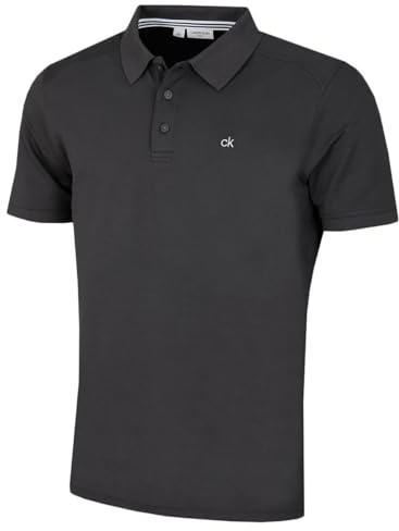 Calvin Klein Hommes Campus 3 Bouton léger Polo - Charbon - L