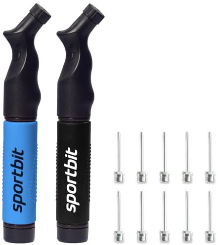 SPORTBIT Ball Pump with 5 Needle Set - Hand Pump System for Inflation - Fits Any Sports Ball: Volleyball, Basketball, Soccer, Gymnastics, Soccer Ball, Inflator Air Pump