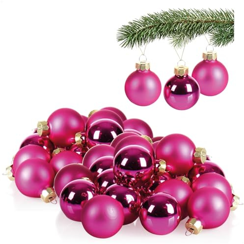 COM-FOUR® 40x Mini-Christbaumkugeln aus Glas, kleine Weihnachtskugeln | Baumschmuck für den Weihnachtsbaum - Ø 3 cm