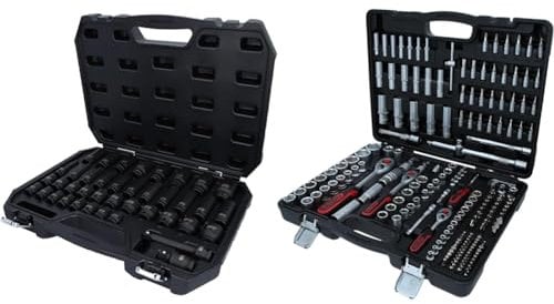 KS Tools 515.0065 1/2 Sechskant-Kraft-Stecknuss-Satz, 40-tlg & 917.0795 1/4+3/8+1/2 Steckschlüssel-Satz, 195-tlg
