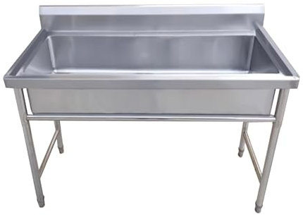 Freistehende Edelstahl Spültisch Gastro, Gastro Spüle, Edelstahl Waschbecken Küchenspüle mit Wasserhahn (47.2X23.6X31.4inch/120X60X80cm)