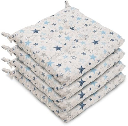 BESCH Pack 4 Cojines para Silla Usos Interior y Exterior 38x38x5cm - Cojin de Asiento Decorativo Funda de Algodón + Poliéster y Relleno de Fibra Hueca Lavable Cómodos Acolchados