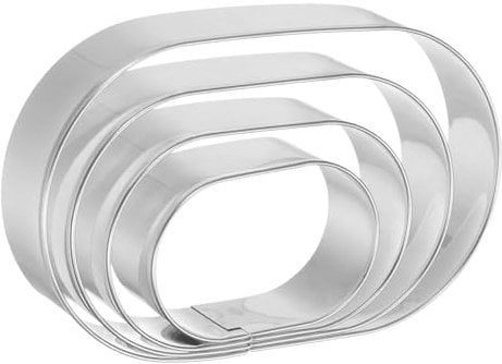 HARFINGTON Oval Cookie Cutter Set Assorted Sizes Stainless Steel Geometric Biscuit Baking Pastry Candy Cookie Cutters Molding for Pastry Fondant Cake