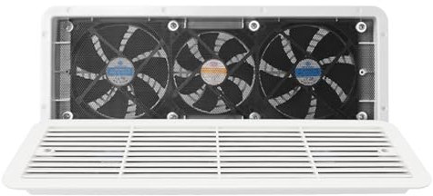 Ventilatore per Frigorifero per Camper, 3 Ventole di Scarico Silenziose con Copertura Protettiva in Rete, Design di Ventilazione a Griglia, Adatto per e Yacht per Camper