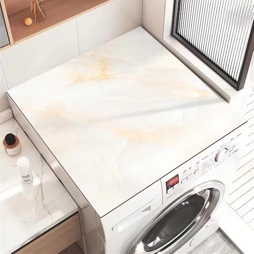 Highdi Modèle de Marbre Housse de Protection pour Machine à Laver Top, Coussin de Machine à Laver Antidérapant Housse de Machine à Laver pour Machine à Laver Ou Sèche-Linge (Beige,40x40cm)