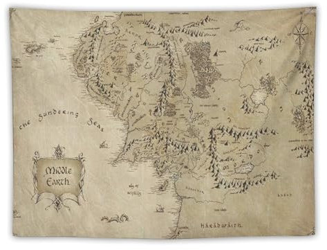 Herr der Ringe Poster, Mittelerde, Landkarte, Wandteppich, Kunstdruck, Wandbild, Foto, Farbe, Tapisserie, hängendes Bild, Familie, Schlafzimmer, Dekoration, Geschenk, 76,2 x 101,6 cm