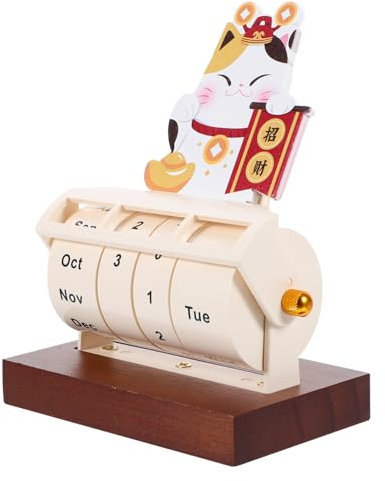 SEWACC Ewiger Kalender Aus Holz Cartoon Tischkalender Dekorativer Blockkalender Für Büro Und Home Bedarf