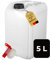 ABACUS® 5 Liter Wasserkanister Natur | Chemiekanister | Auslaufhahn und Deckel (DIN 51) | Lebensmittelecht | Indoor und Outdoor | BPA Frei | Säurefest | Mit Skala zum Ablesen des Füllstands