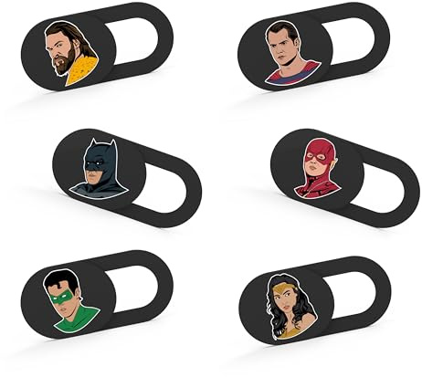 Tsyfro Ultra-Slim Laptop Camera Cover Slide | 0.03 Inch Thick | Upholds Digital Privacy | Compatible with Mobiles, Tablets, Desktops & Laptops (Super Hero Set 1-6 Pack)