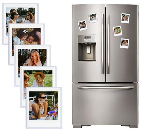 HIYQIN 5er-Pack Magnetische Bilderrahmen für Instax Square Film, 3x3,5 Bilderrahmen Kühlschrank Fotodisplay passend für Fujifilm Instax Square SQ1/SQ20/SQ40/SQ10/SQ6/SP-3 - Weiß
