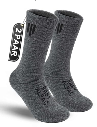 Juclise Alpaka Socken Wollsocken - Wärmende Dicke Thermosocken für Winter, Jagd und Wandern, Kuschelsocken & Gemütliche Mittellange Socken für Herren und Damen