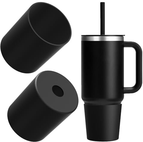 Linkidea Water Bottle Boot Compatible with Hydro Flask Travel Tumbler 28oz/40oz, Silicone Water Bottle Bottom Sleeve Cover Protector, Bottle Bumper (Black / 2 Pack)