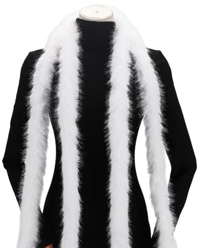 WADORN 5M Marabu Federboa Flauschige, Lange Marabou Federboa Nähbesatz Für Kostüm Hochzeit Party Halloween Weihnachtsdekoration, Weiß