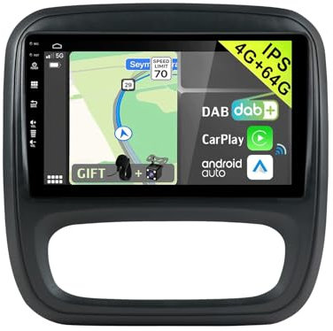 YUNTX [DAB-4G+64G] Android 14 2 DIN Radio Coche para Renault Trafic/Opel Vivaro-[Incorporado Dab+/CarPlay/Android Auto/DSP/GPS]-IPS 2.5D 9-Mic+Cámara-Bluetooth 5.0/WiFi/4G