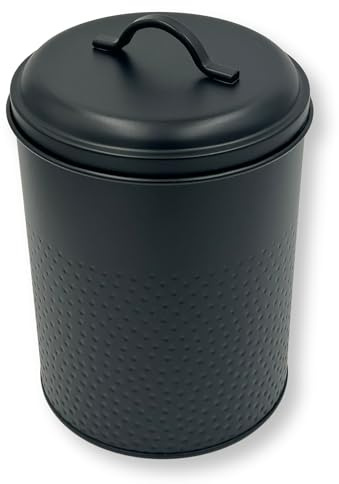 MediMuc Vorratsdose Keksdose, Lebensmitteldose Yuma strukturierte Oberfläche, schwarz pulverbeschichtet, rund, Maße Ø/H 13,5 x 17,0 cm Volumen ca. 2,4L