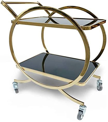 Vintage Gold Barwagen mit Ablagen, Art-Deco-Design und Lenkrollen