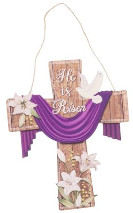 Garneck Kreuz Lilie Handgemachte Holz Tür Hängen Zeichen Ostern Veranda Handwerker Gefertigt