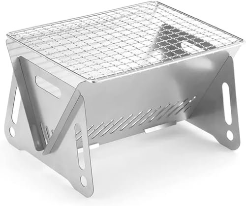 Mini Barbacoa Portátil de Carbón, Parrilla Barbacoa, Plegable Barbacoa Carbon Ideal para Camping, Jardín, Fiesta, Picnic, Fácil de Usar y Limpiar, Para 1-2 personas(28 * 18 * 13cm)
