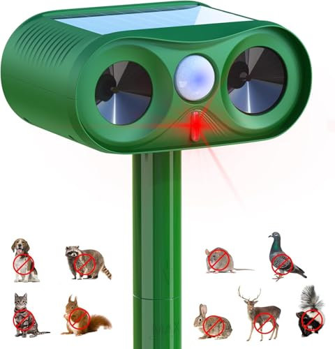 Katzenschreck Ultraschall 2025 Upgrade, Solar Tiervertreiber, PIR-Bewegungssensor, Katzenabwehr für Garten, Marderschreck für Katzen, Hunde, Vöel, Mäse, Marder