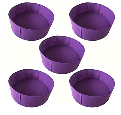 CYJAZNHH 5er-Pack Pflanzsäcke aus dickem Stoff mit stabilen Griffen – Vlies-Blumentöpfe for die Gartenarbeit(Purple,D127xH30cm)